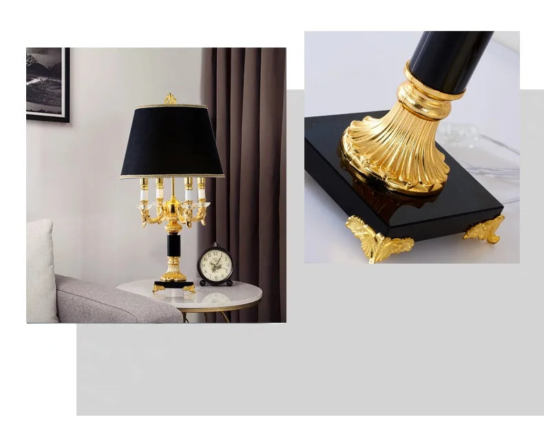 Crystal Table Lamp – Black or Beige Fabric Shade