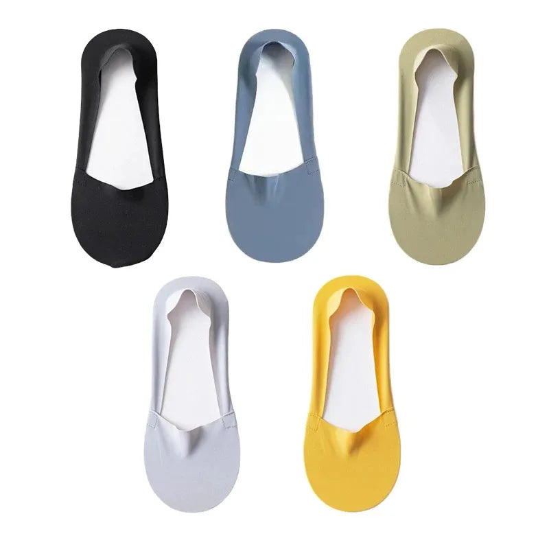 Women's Cotton No-Show Socks – Silicone Grip, 5 Pairs