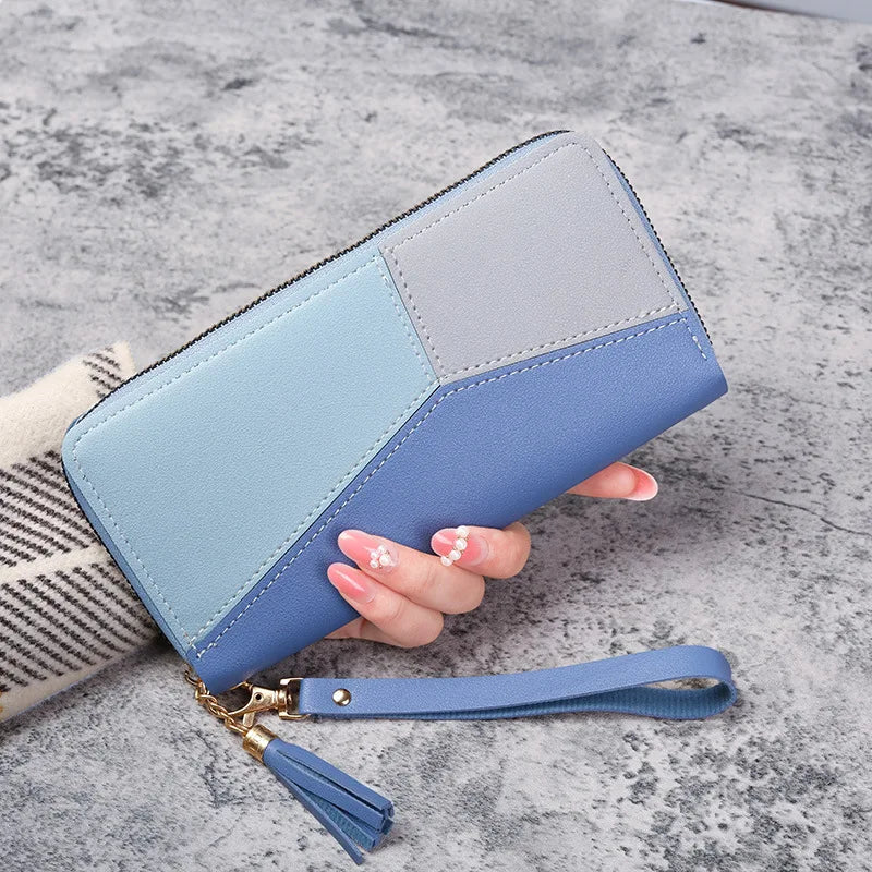 Women's Fashion Zipper Long Wallet – PU Leather Billfold with Coin Purse & Card Holder