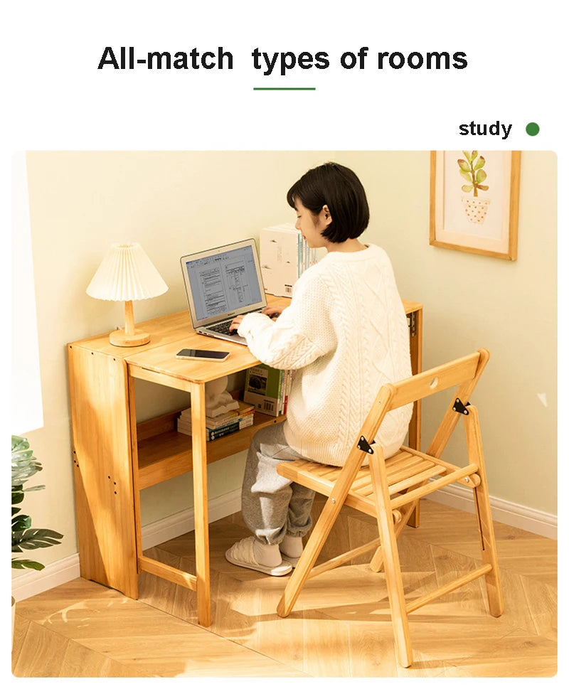 Foldable Bamboo Computer Desk — Student Writing Workbench, Bedroom & Bedside Use, 83cm & 103cm