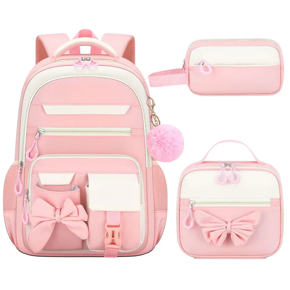 Bow-Knot School Backpack – Bag & Matching Set Options