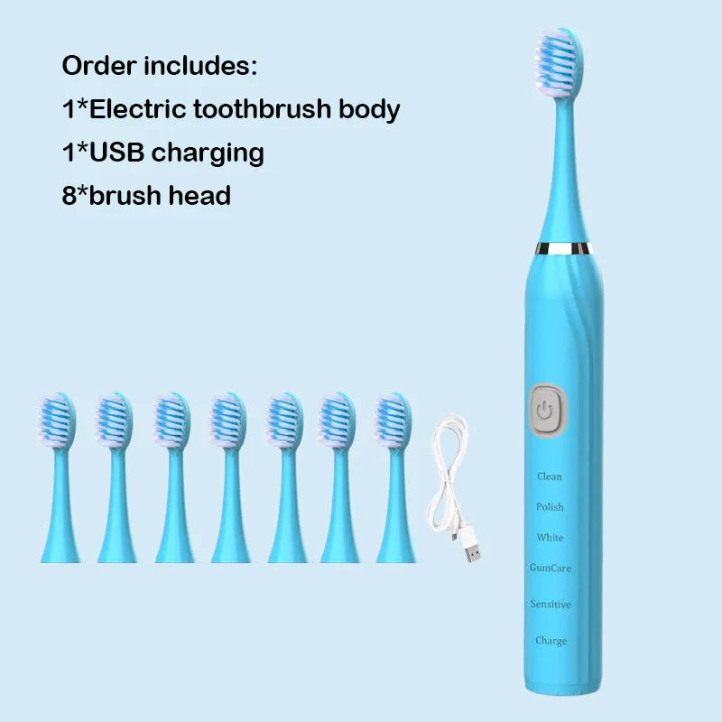 Toothink Sonic Electric Toothbrush – 5 Modes, IPX7 Waterproof, USB Rechargeable, 5+ Brush Heads