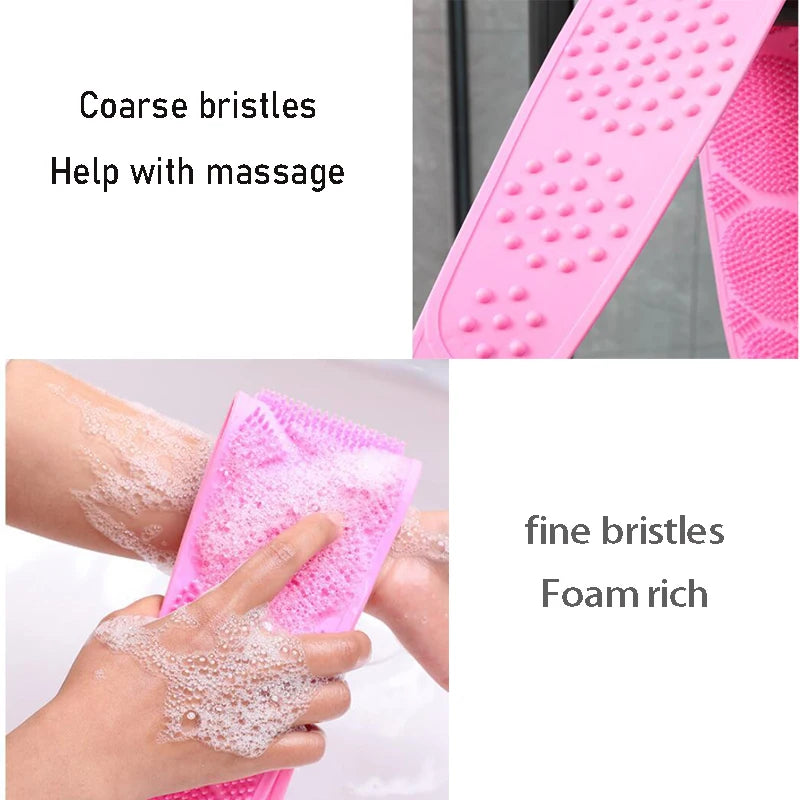 Silicone Exfoliating Back Scrub Belt – Double-Sided Shower Body Cleaner Strap