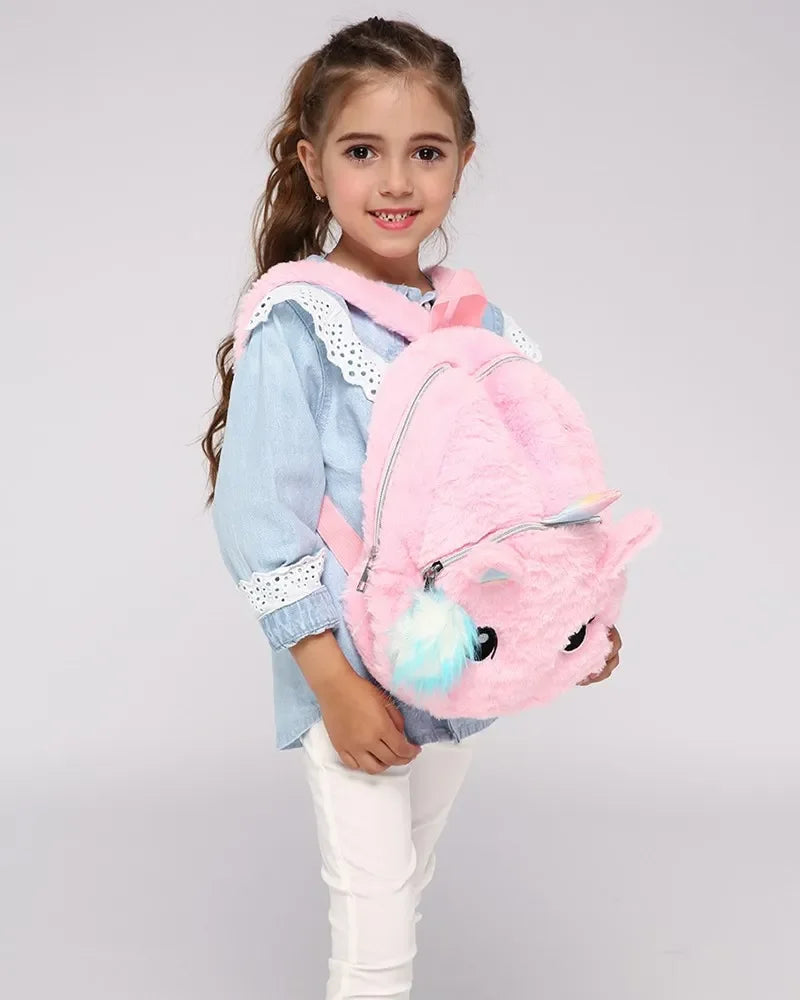 Unicorn Backpack – Girls Plush School Bag