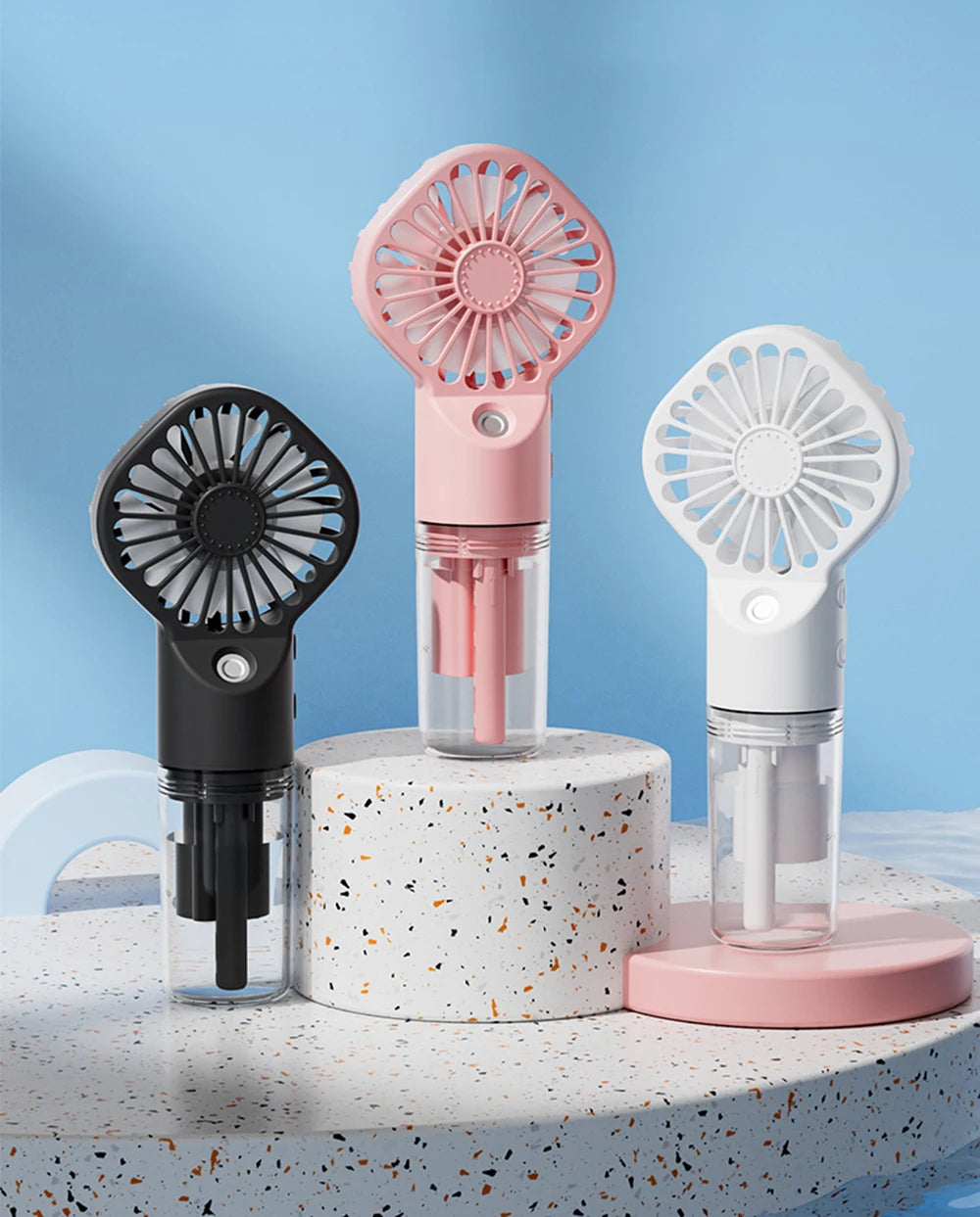 Portable Handheld Mist Fan with Humidifier — USB Rechargeable Mini Water Spray Fan