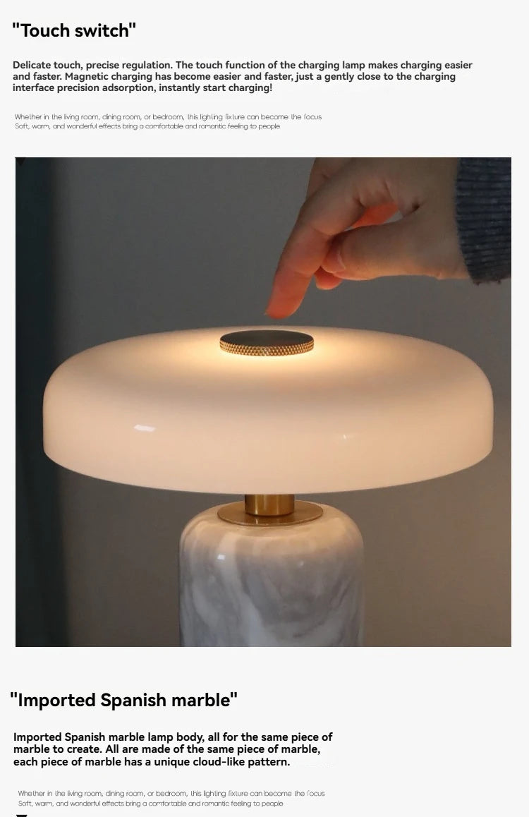 Marble Table Lamp – USB Charging & Touch Dimming