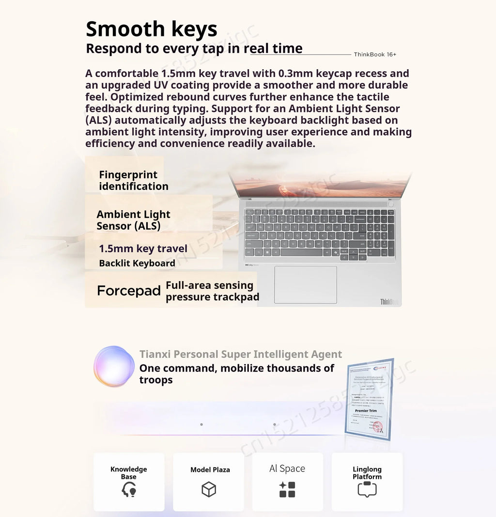 Lenovo ThinkBook 16+ 2026 Laptop – Intel Core Ultra X7 358H, 32GB LPCAMM2, 1TB SSD, 16" 3.2K 165Hz IPS, Intel Arc B390, Win 11 Pro
