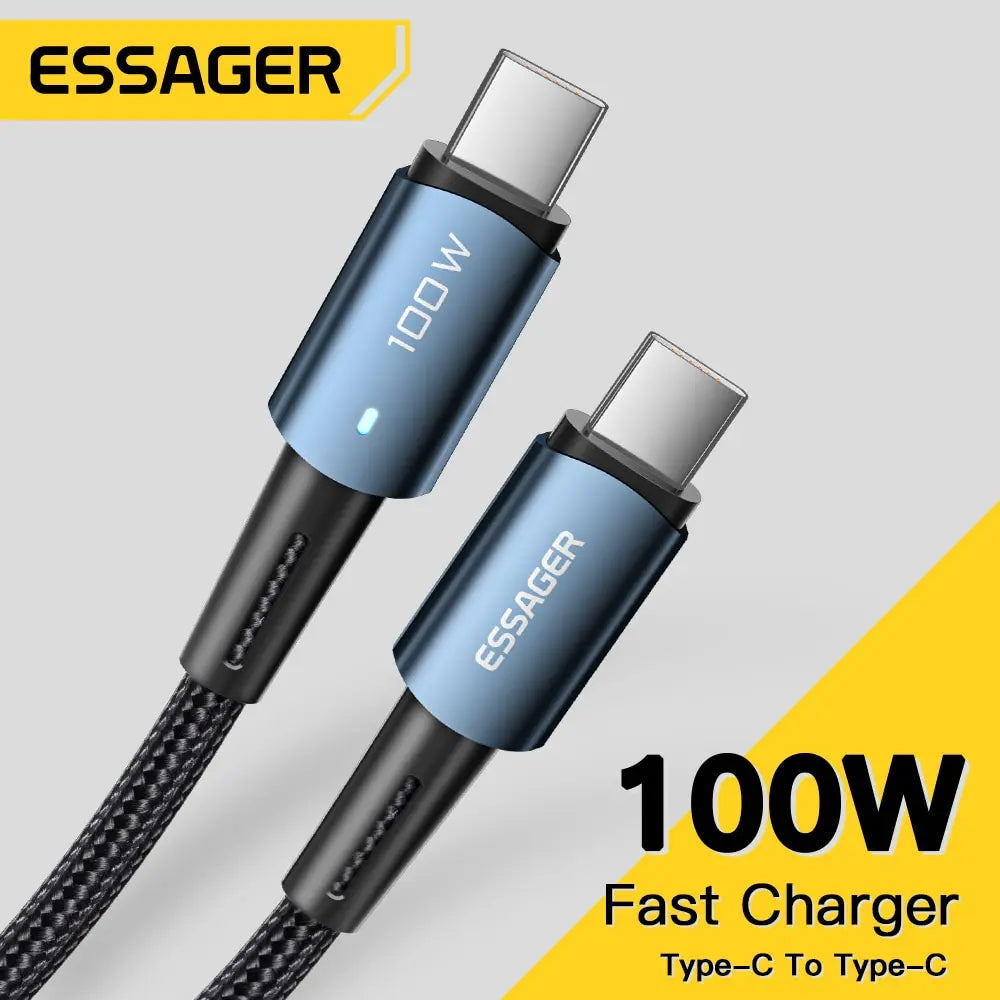 Fast Charge Everything. — Essager PD 100W/60W USB-C to USB-C Fast Charging Cable | 0.25m, 1m, 2m & 3m, Xiaomi, Samsung, Huawei, MacBook, iPad, Black, Blue & Brown