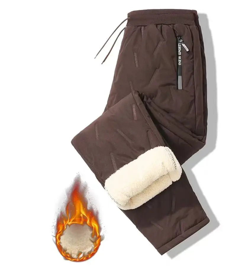 Men's Cashmere-Lined Thick Cotton Pants — Warm Winter Casual Trousers