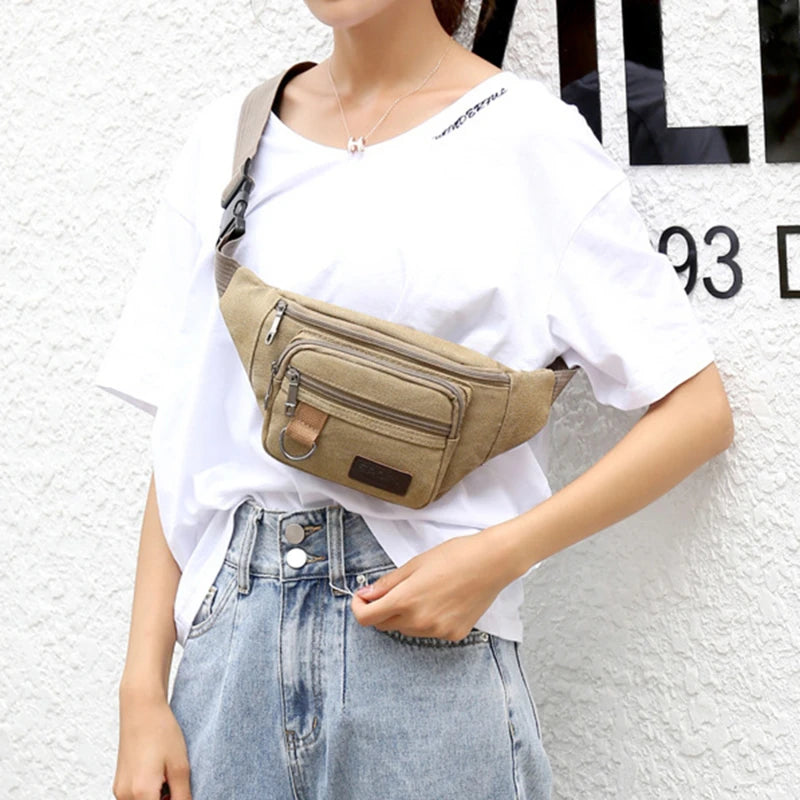 Canvas Waist Bag – Unisex Belt Bag, Bum Bag & Phone Pouch for Travel & Daily Use