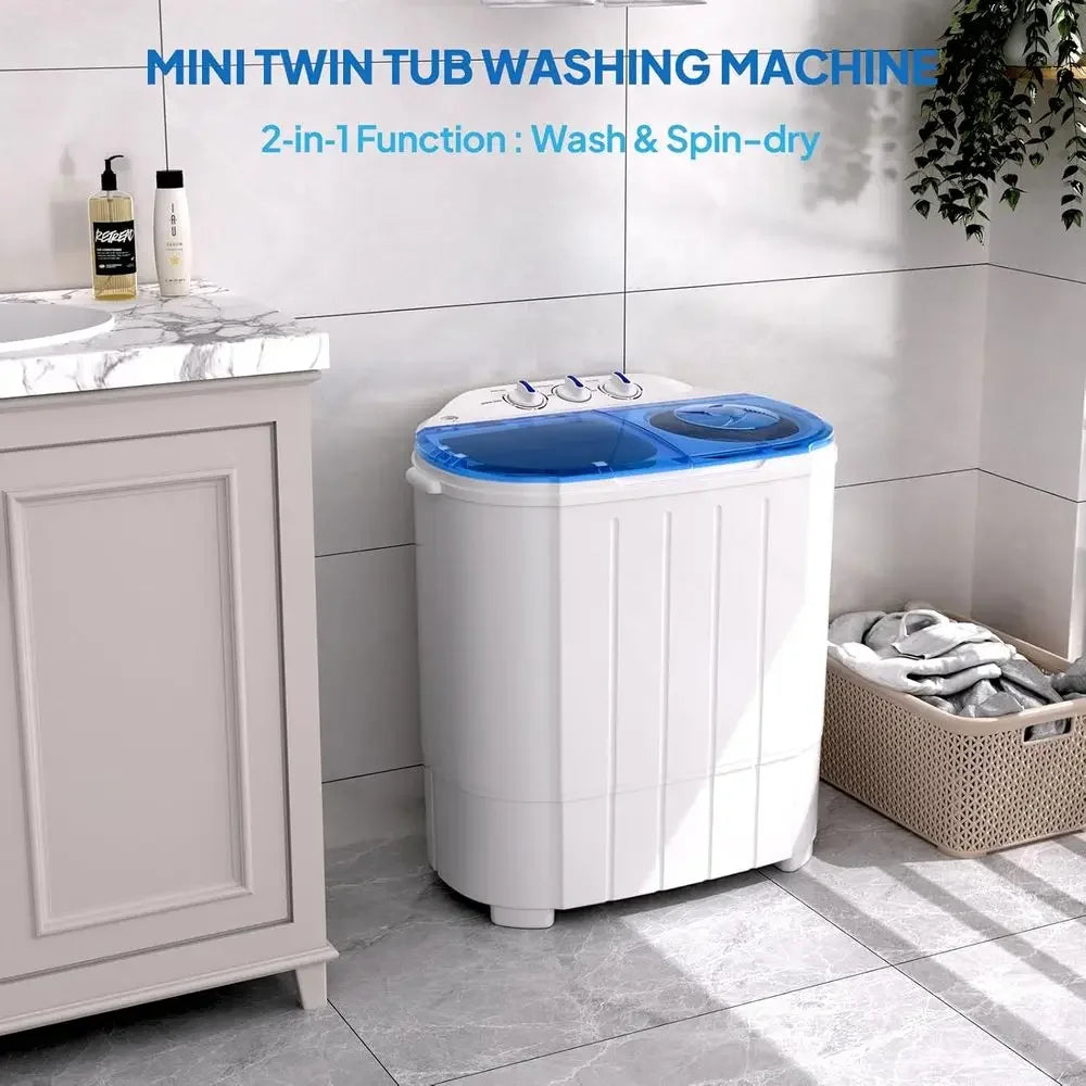 11 LBS Portable Washing Machine — Electric Washer & Dryer Combo with 7 lb Washer, 4 lb Spinner & Gravity Draining for Home & RV