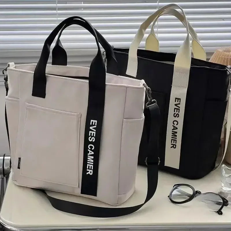 Large Capacity Nylon Canvas Tote Bag – Waterproof Shoulder Bag & Messenger for School & Daily Use