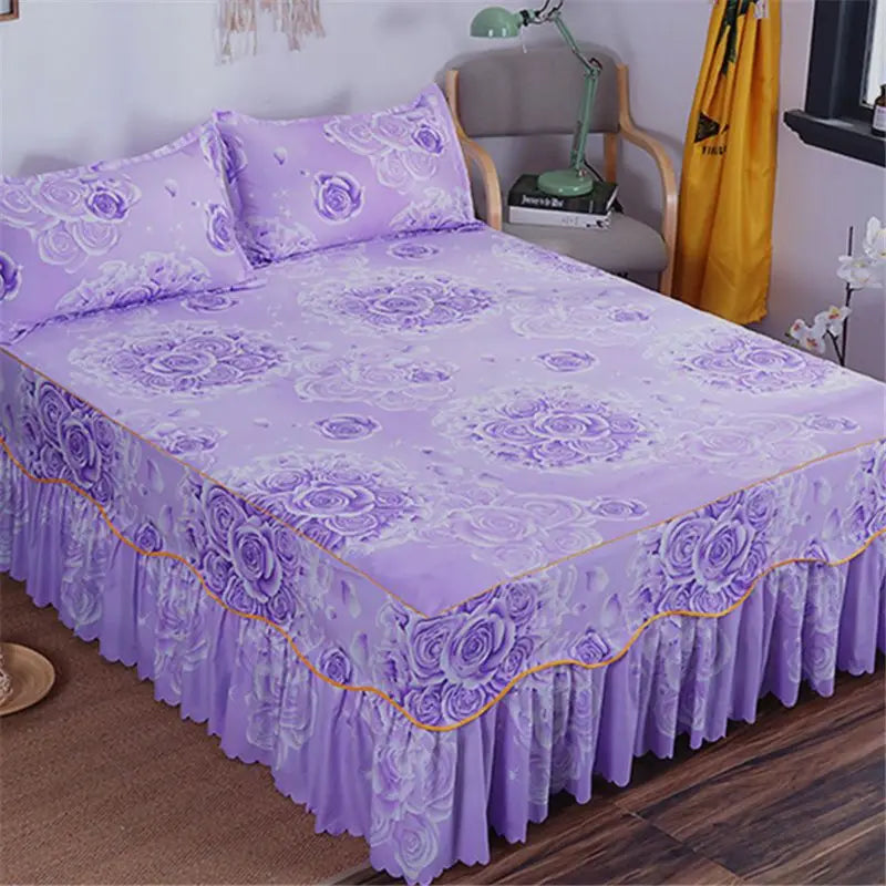Cotton Quilted Bed Skirt – Double-Thickened Non-Slip Breathable Mattress Cover