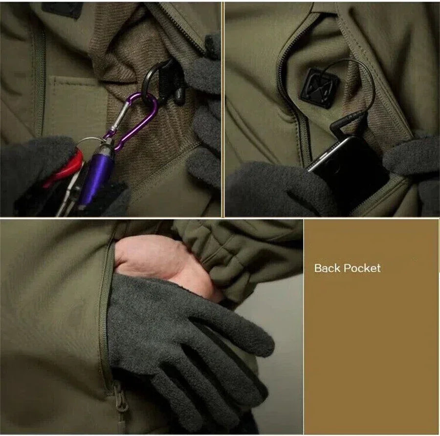 Men's Camouflage Tactical Set – Waterproof Softshell Fleece Jacket & Cargo Pants