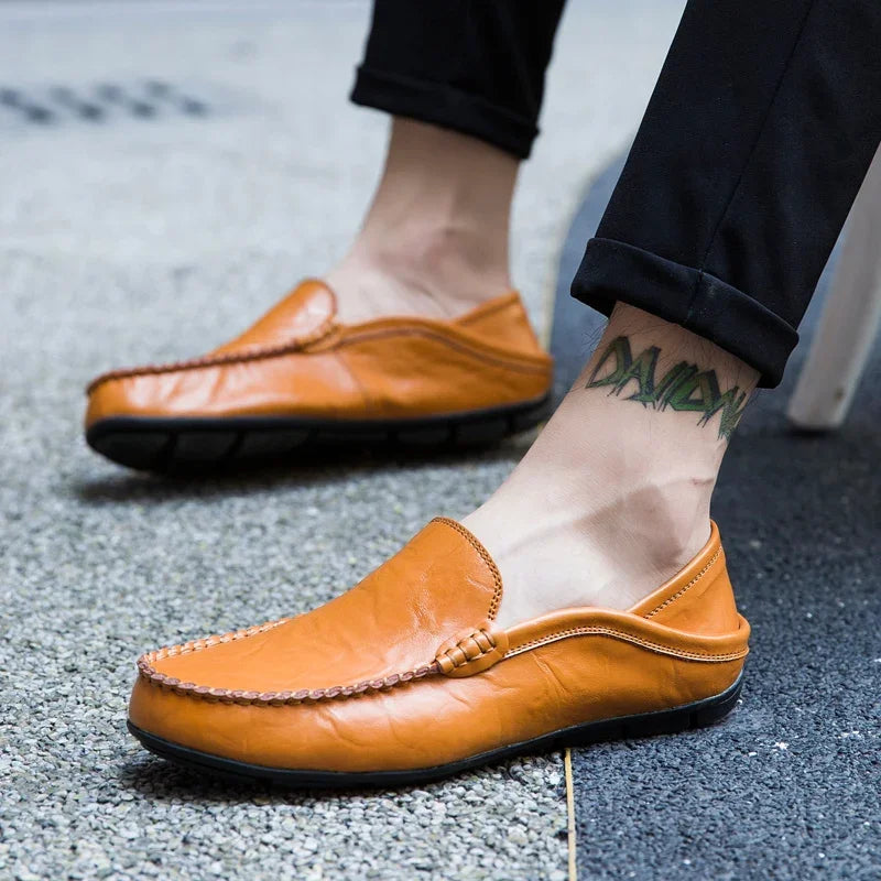 Men's Cow Leather Slip-On Boat Loafers