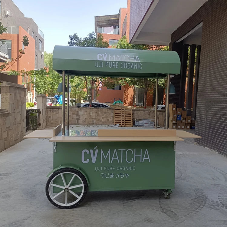 Customized Mobile Food Vending Cart with Canopy – Commercial Street Stall for Ice Cream & Snacks