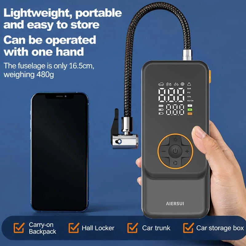 Rechargeable Tire Inflator with Digital Gauge, 150 PSI