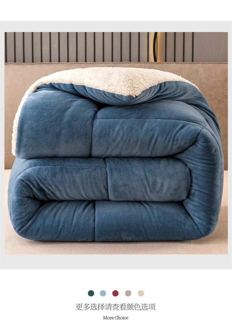 Thick Winter Fleece Blanket – Plush Faux Lamb Comfort