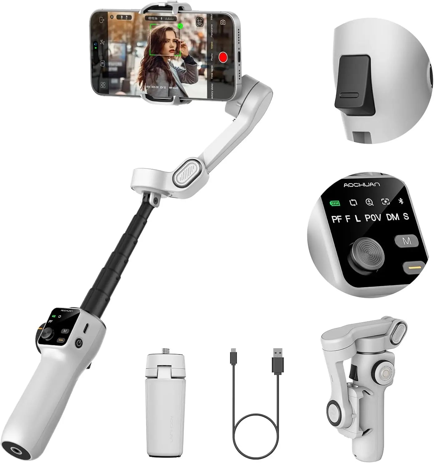 AOCHUAN 3-Axis Handheld Gimbal Phone Stabilizer — Smooth Video for iPhone & Android