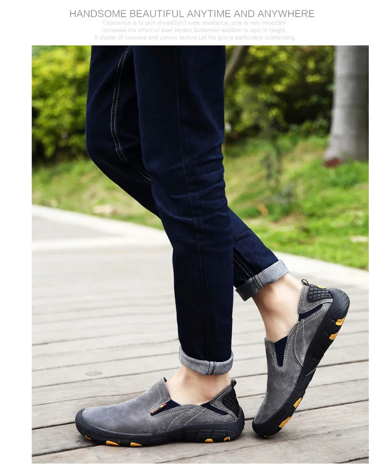 Men's Cow Leather Cotton-Lined Slip-On Loafers