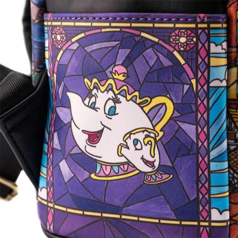 Loungefly-Style Princess Castle PU Leather Backpack – Women's Double Strap Shoulder Bag