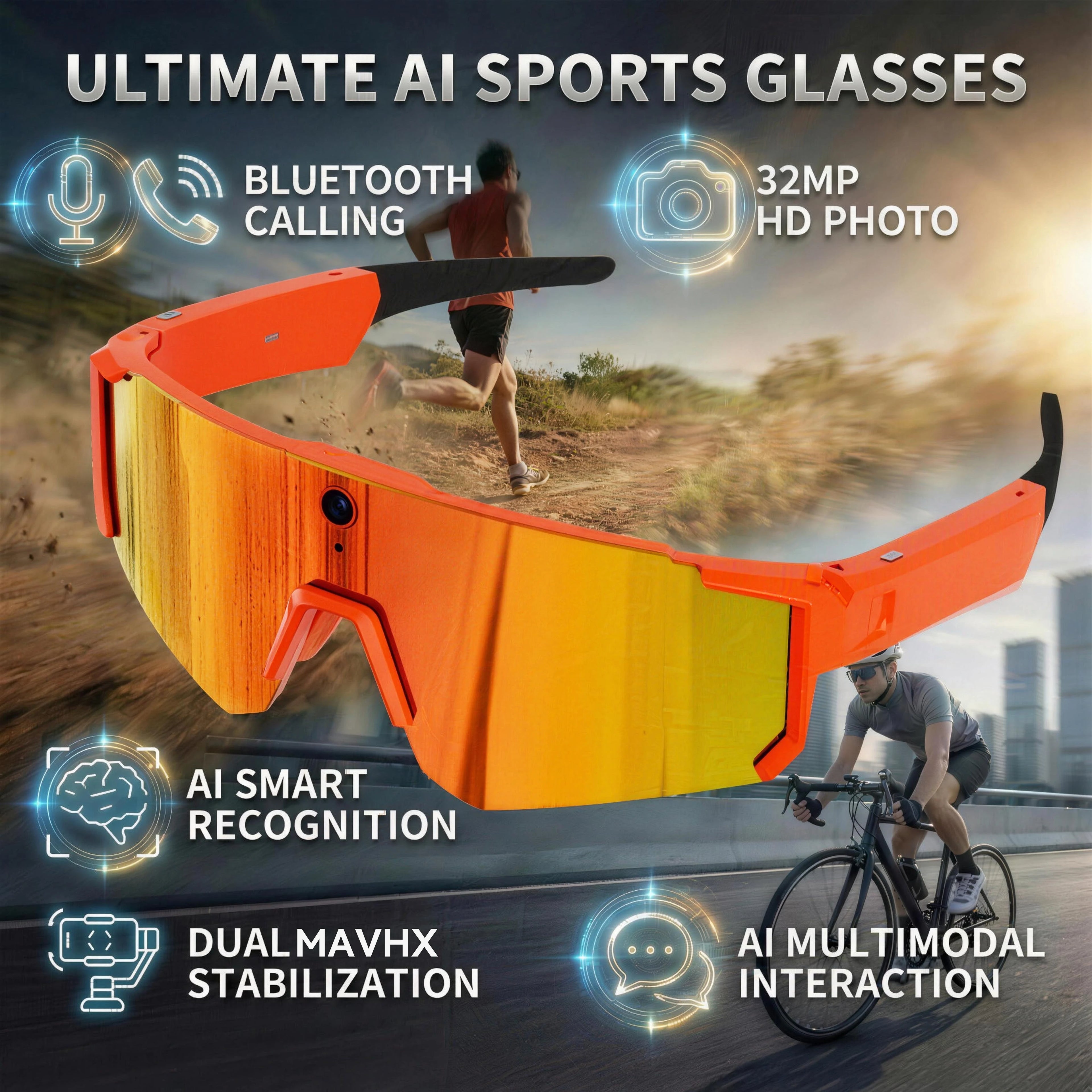 See It. Record It. Share It. — AI Smart Glasses with 800MP Camera, Anti-Shake HD Video & Bluetooth Calling