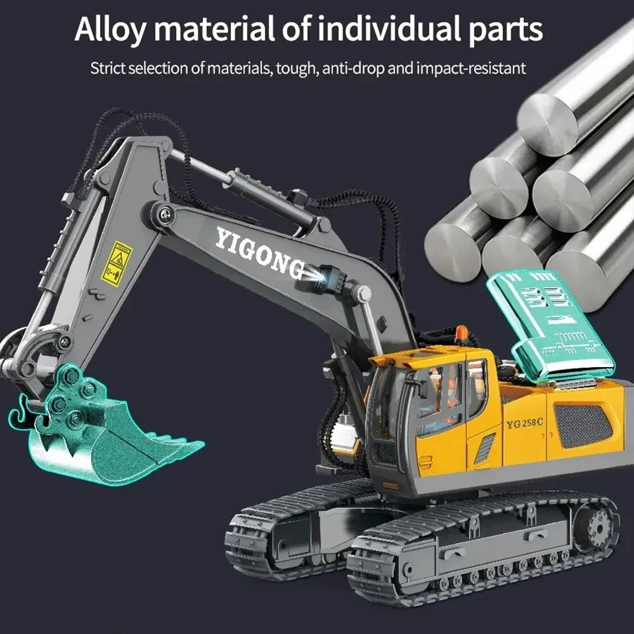 4WD RC Construction Truck with Light & Sound – Remote Control Excavator, Dump Truck & Bulldozer