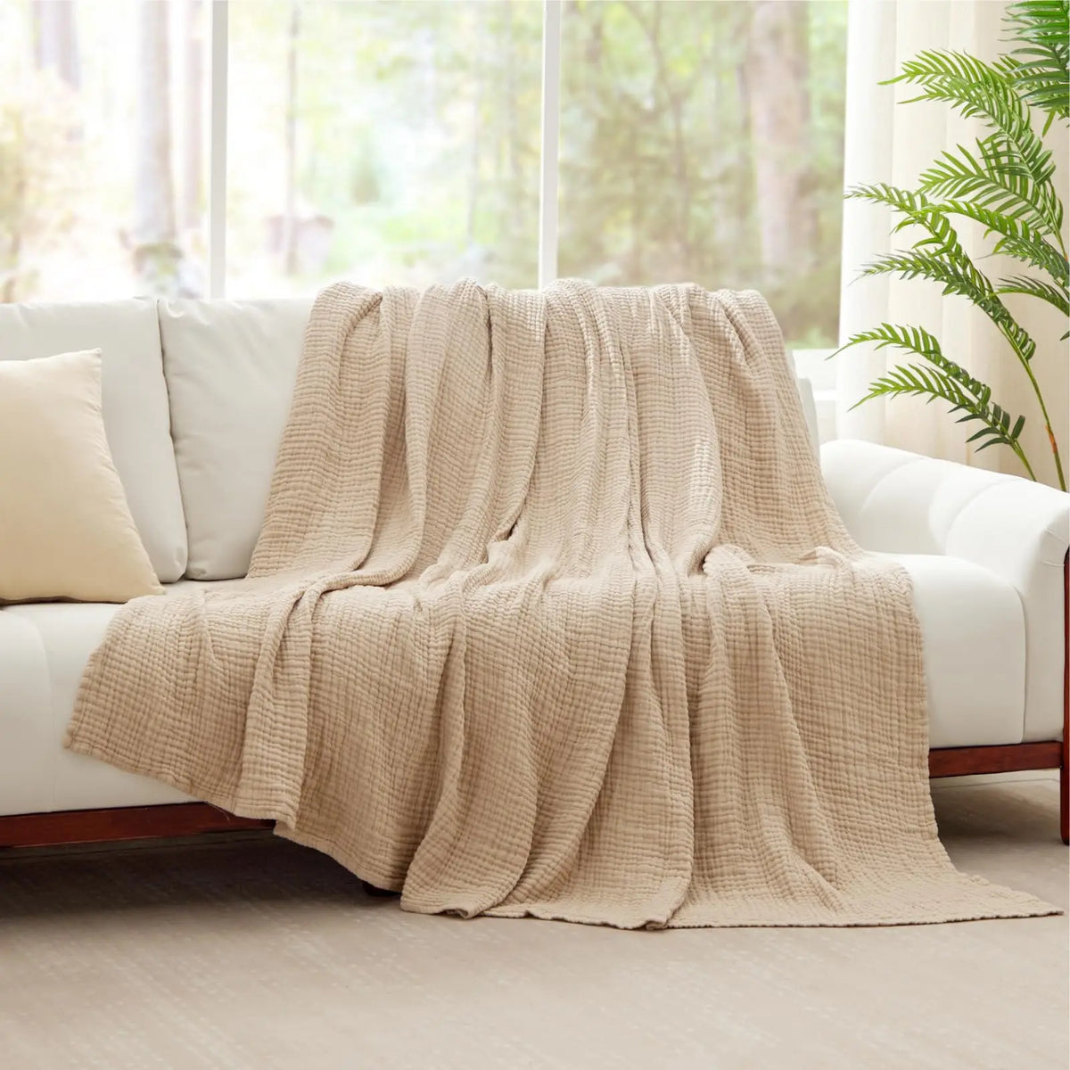 100% Cotton Muslin Gauze Throw Blanket – Lightweight Breathable Bedspread, All Season