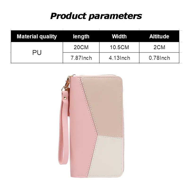 Women's Fashion Zipper Long Wallet – PU Leather Billfold with Coin Purse & Card Holder