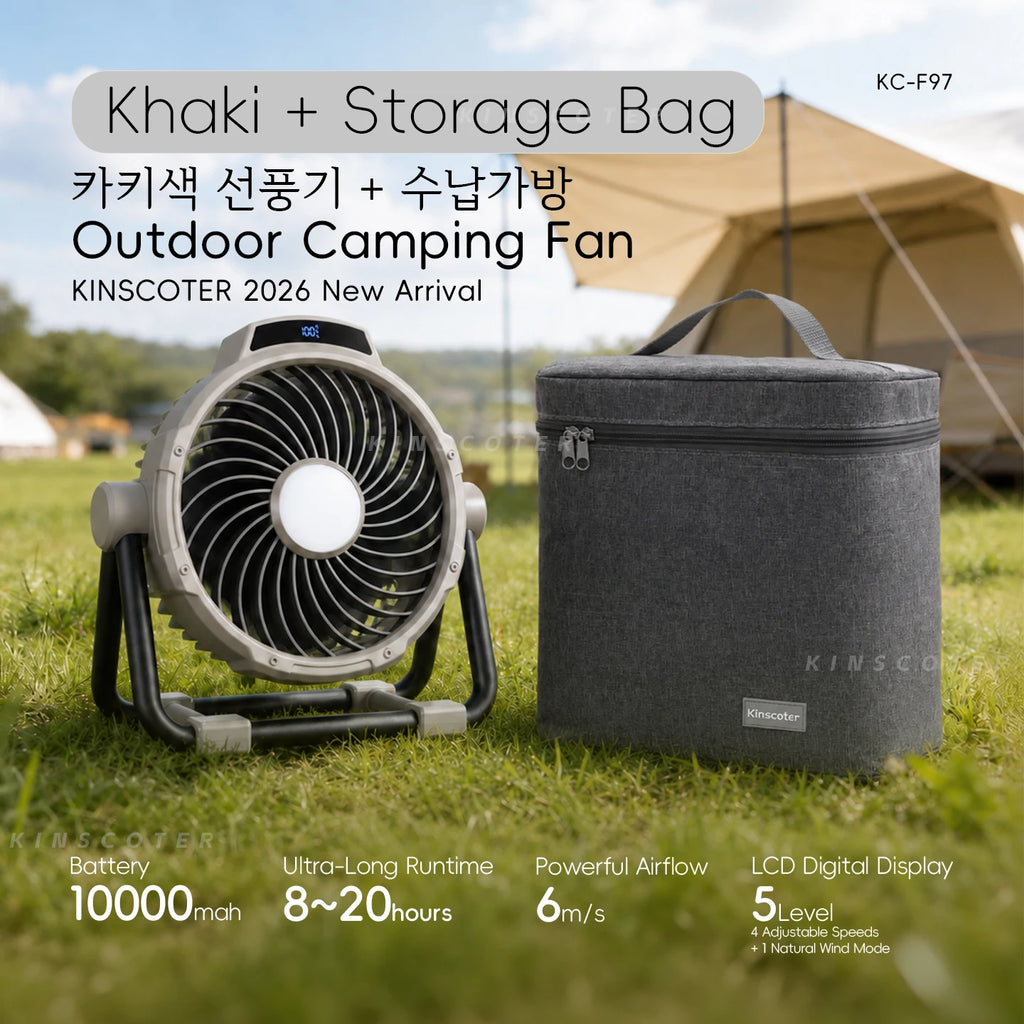20000mAh 6-in-1 Outdoor Camping Fan – Rechargeable Wireless Tent Ceiling Fan with LED Light & Air Circulator