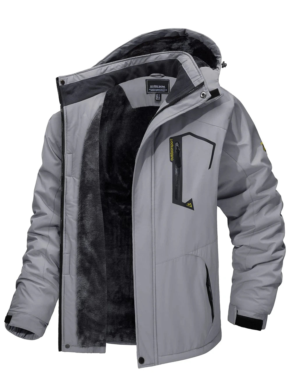 TACVASEN Fleece-Lined Mountain Hiking Jacket – Removable Hood Ski Snowboard Parka for Men