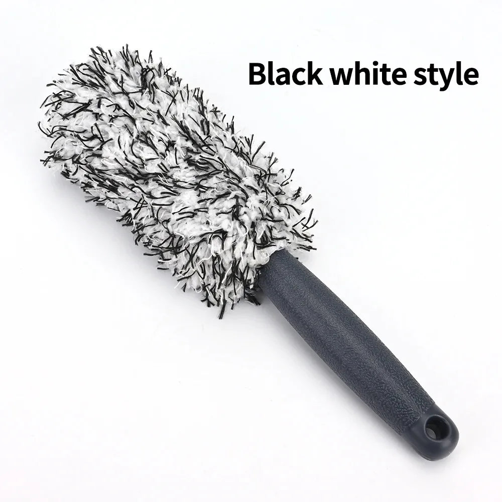 Plush Car Wheel & Rim Brush – Premium Non-Slip Handle for Cleaning Spokes, Barrels & Rims