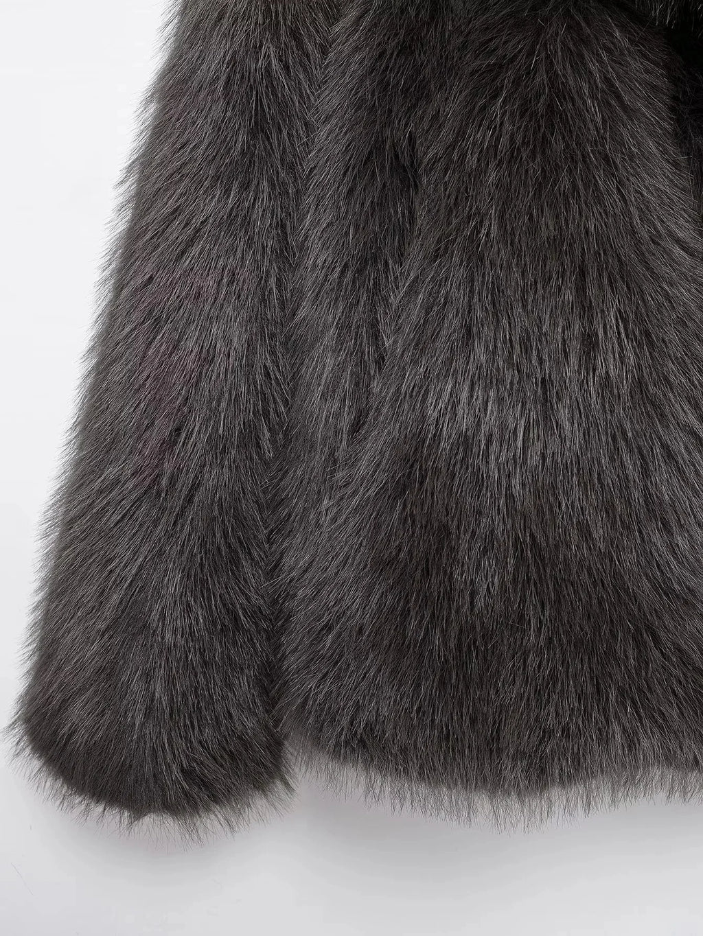 Women's Oversized Faux Fur Jacket – Single-Breasted Elegant Warm Coat
