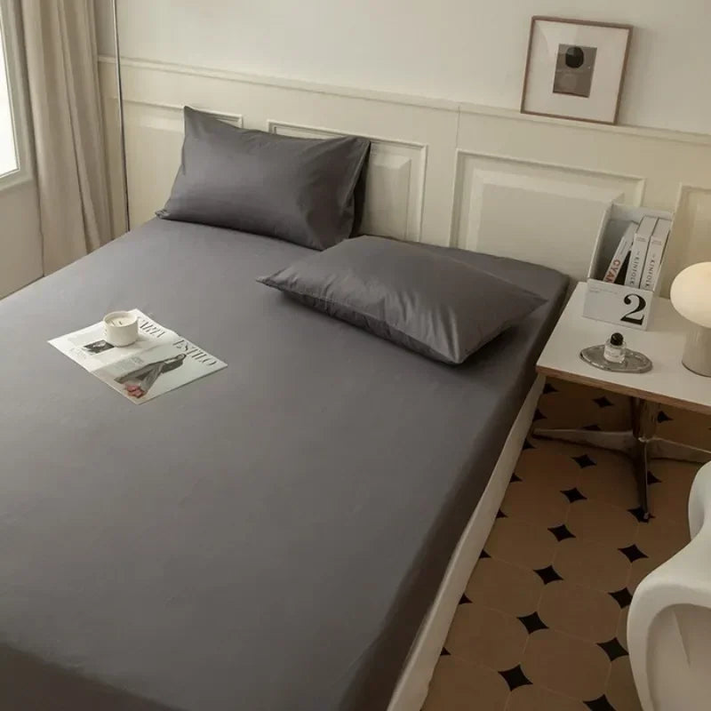 High-Quality Elastic Fitted Sheet – Solid Color Mattress Cover, 80–200cm, Single to King