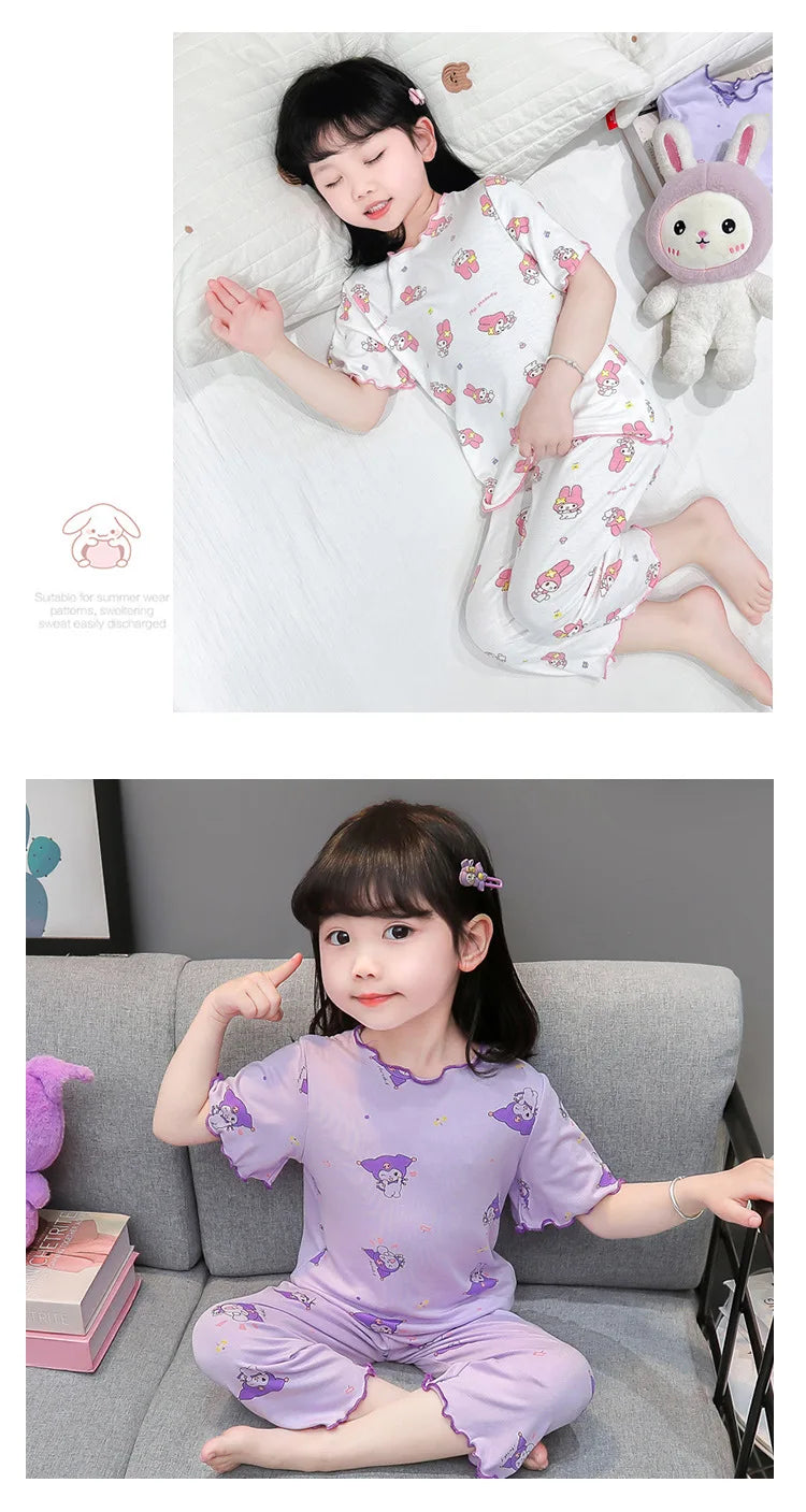 Baby Cotton Sleeveless Summer Pajamas Set | Toddler Cartoon Nightwear Kids Homewear