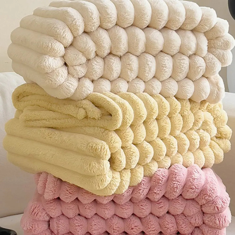 Double-Sided Jacquard Throw Blanket – Warm & Breathable Cotton-Bamboo Blend, 6 Colors