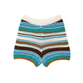 Women's Y2K Crochet Knit Crop Sweater & Shorts Set – Polo Collar Striped Patchwork Hollow Out