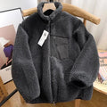 Japanese Fleece Zip Jacket – Unisex Loose Warm Lamb Wool Coat for Couples