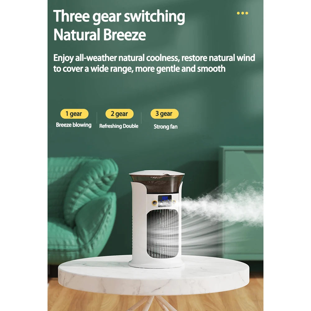 Mute Desktop USB Mini Air Conditioner Fan — Portable Water Mist Cooling Fan with Night Lamp & Humidifier