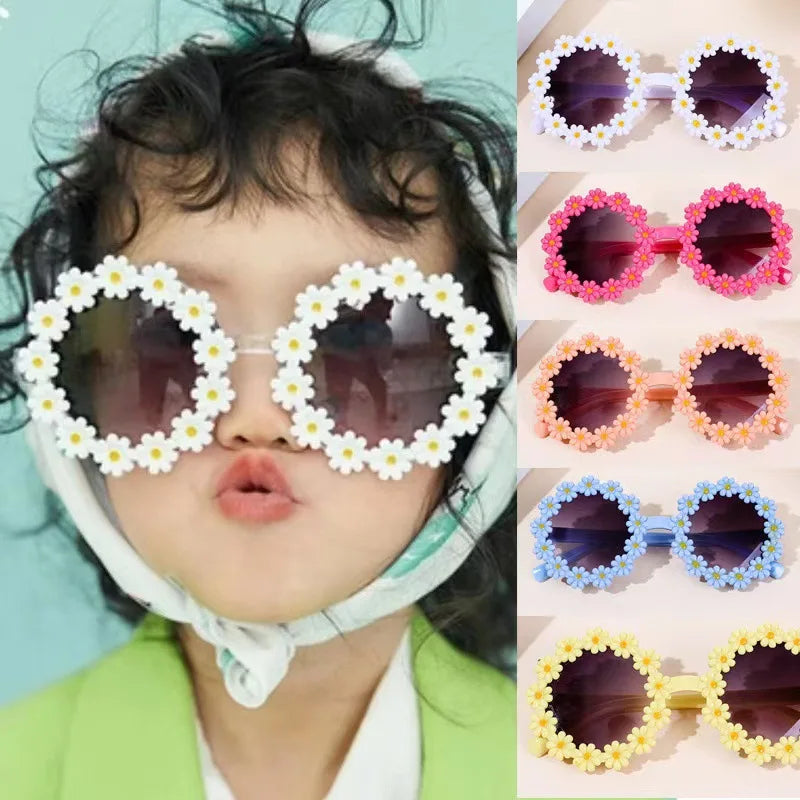 Kids Round Flower Daisy Sunglasses | Cute UV Protection Outdoor Party Shades for Children