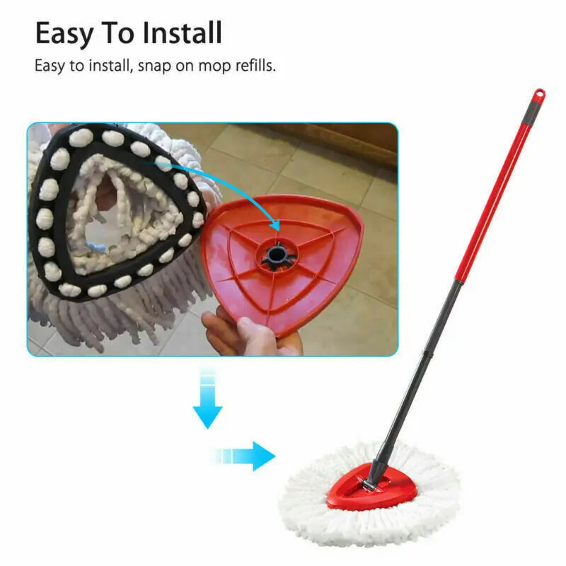 360° Spin Mop Microfiber Replacement Refill Head — Easy Wring 2-in-1 Turbo Floor Mop Refill