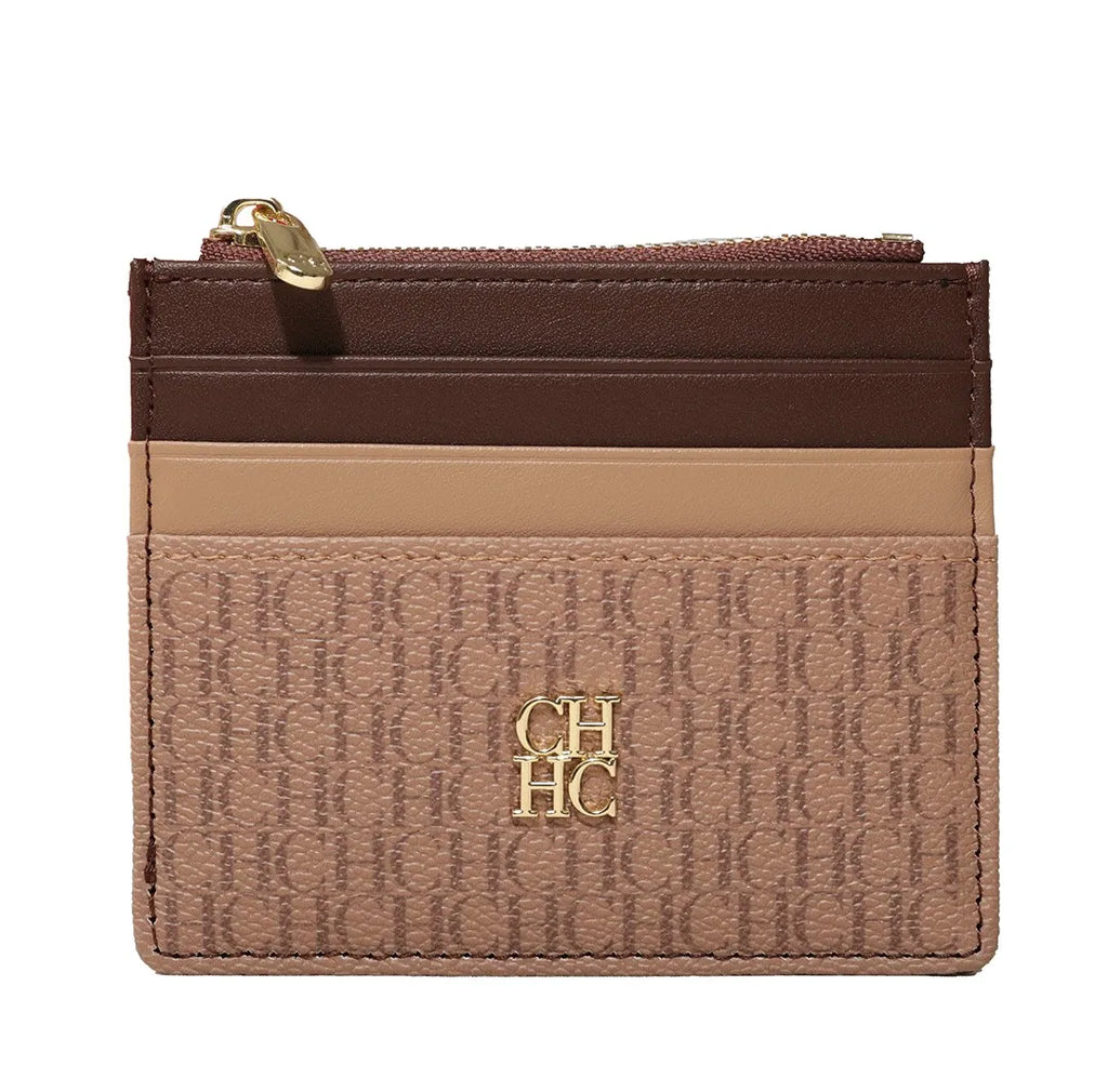 CH Letter Accent PU Leather Card Case Wallet – Elegant Compact Designer Wallet for Women