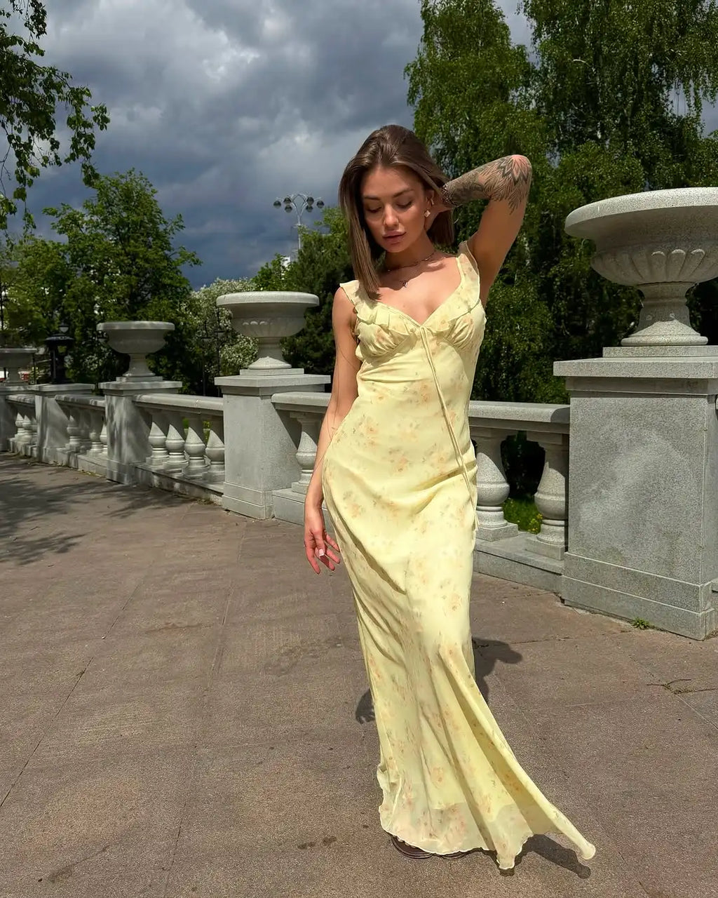 Floral Plunge Backless Maxi Dress — Sexy Fairy Beach Vacation Dress