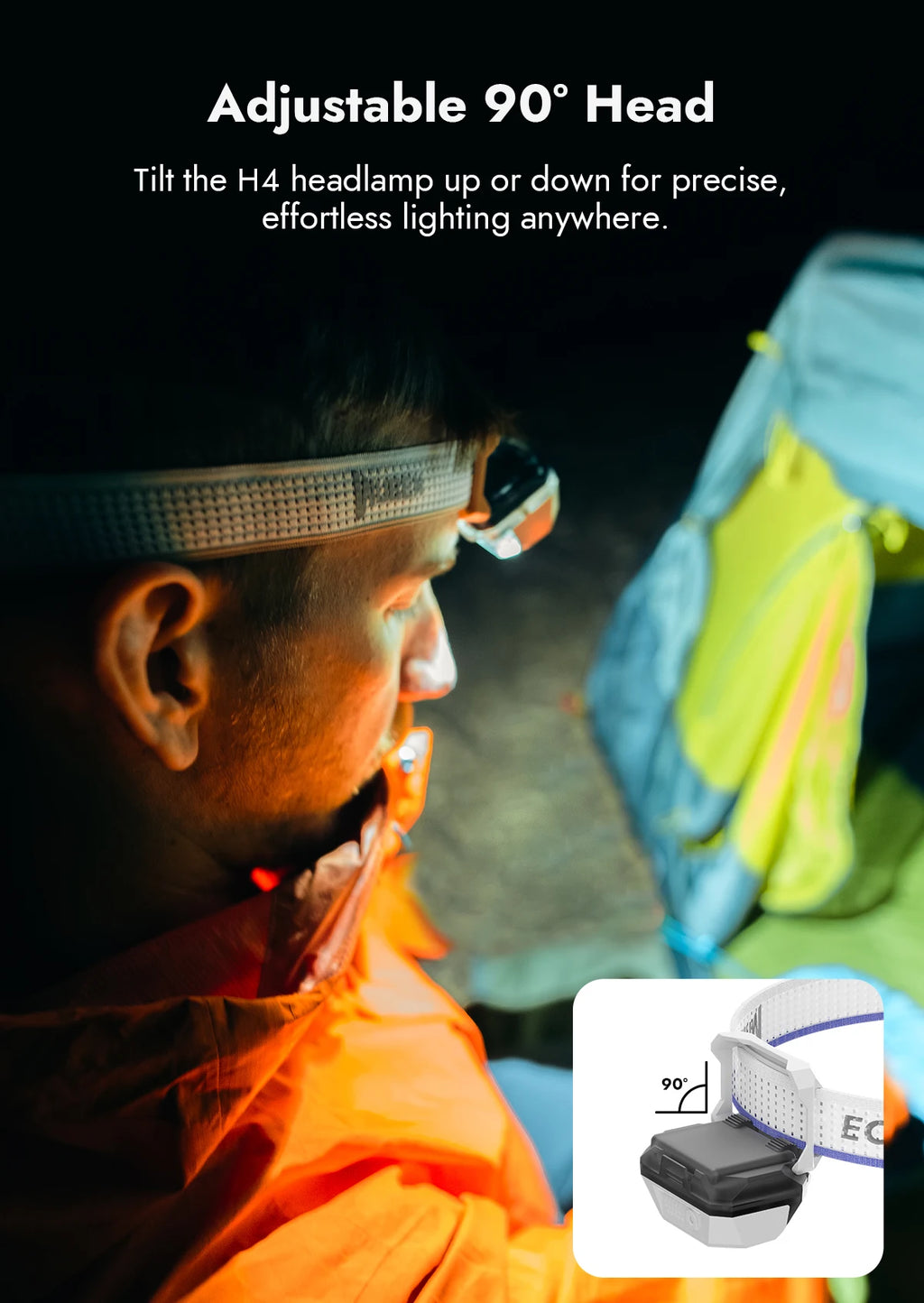 WUBEN H4 Rechargeable Headlamp – 800 Lumens, Adjustable Angle, Long Battery Life for Camping & Hiking