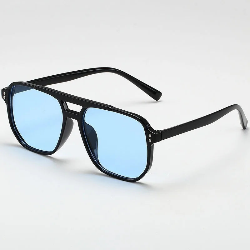 Vintage Unisex Square Sunglasses — UV400 Black Lens Fashion Shades for Men & Women