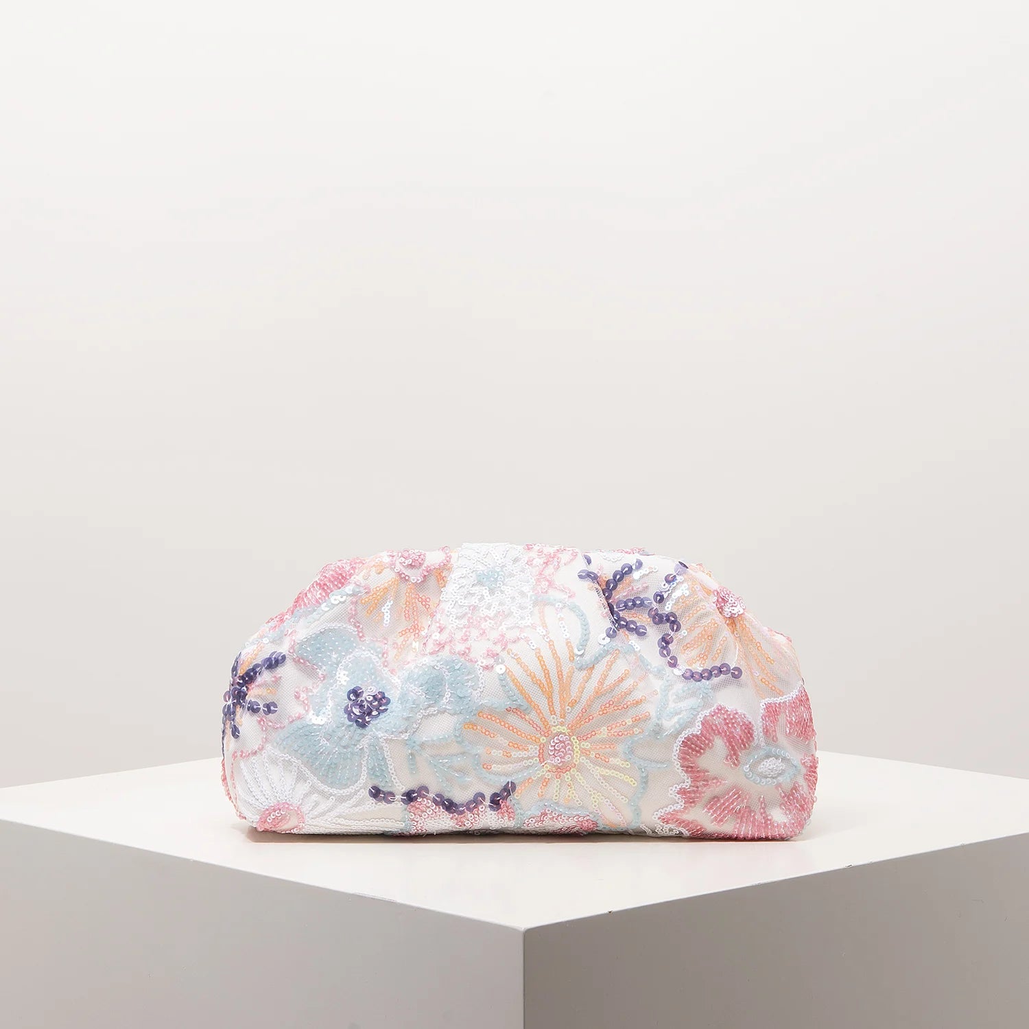 Sequin Floral Embroidery Clutch Bag – Gala Night Party Prom Wedding Evening Bag for Women