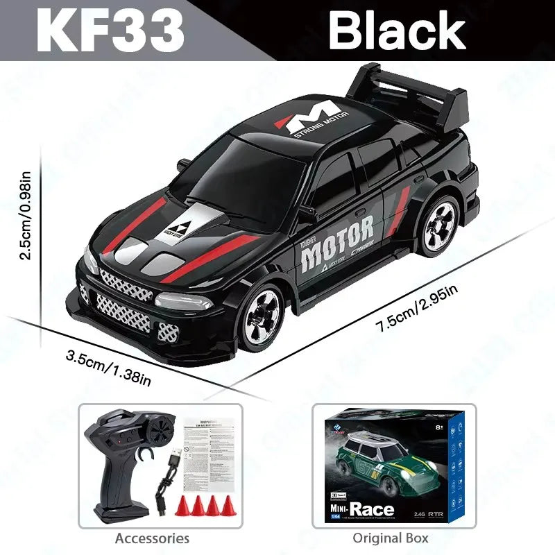 KF20 1/64 Scale Mini 4WD RC Drift Car – High Speed GTR Desktop Racing Model (v2)