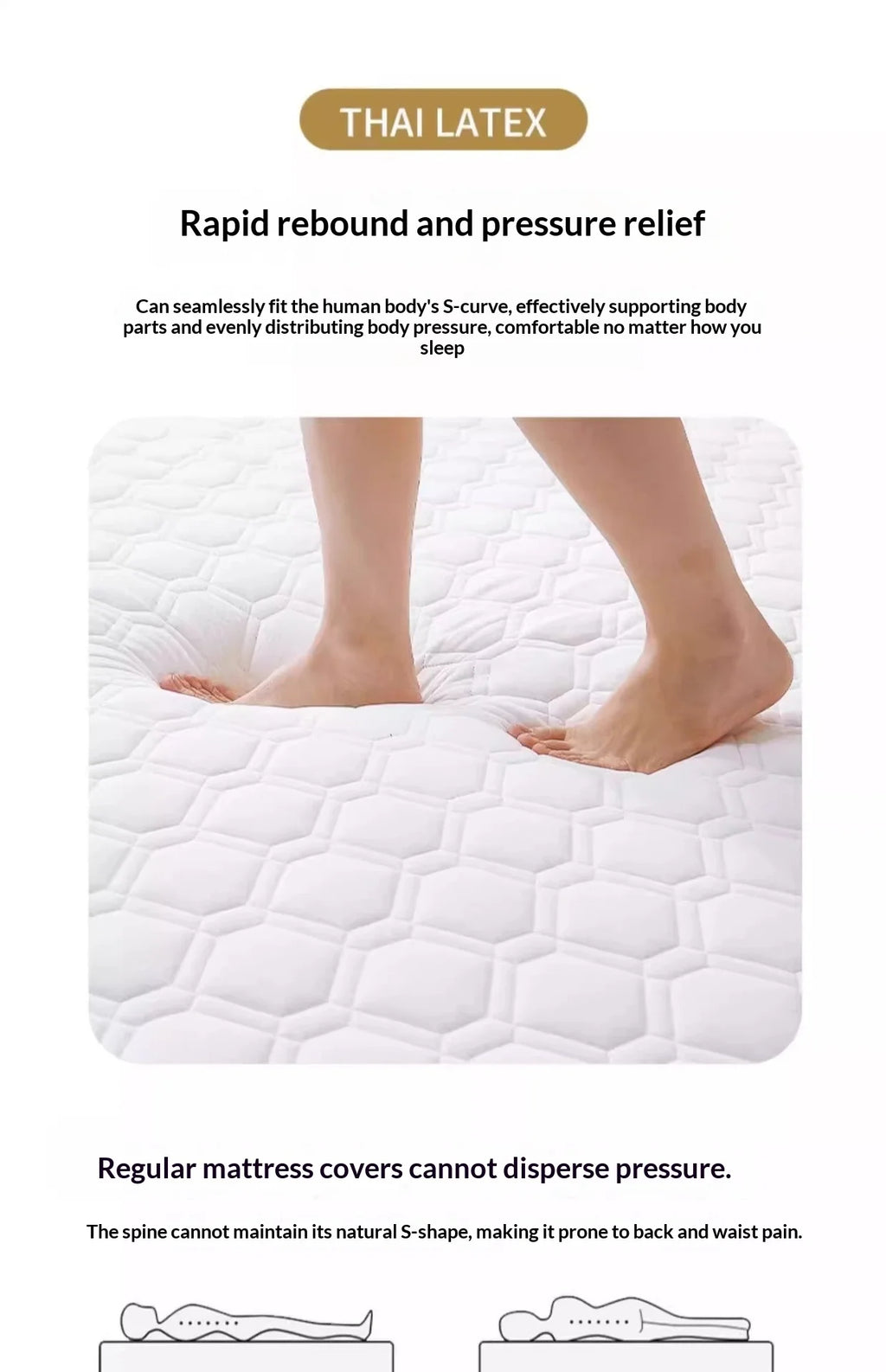 Premium Latex Mattress Topper – Thick Foldable Tatami Futon Pad, Dorm & Home, Multiple Sizes