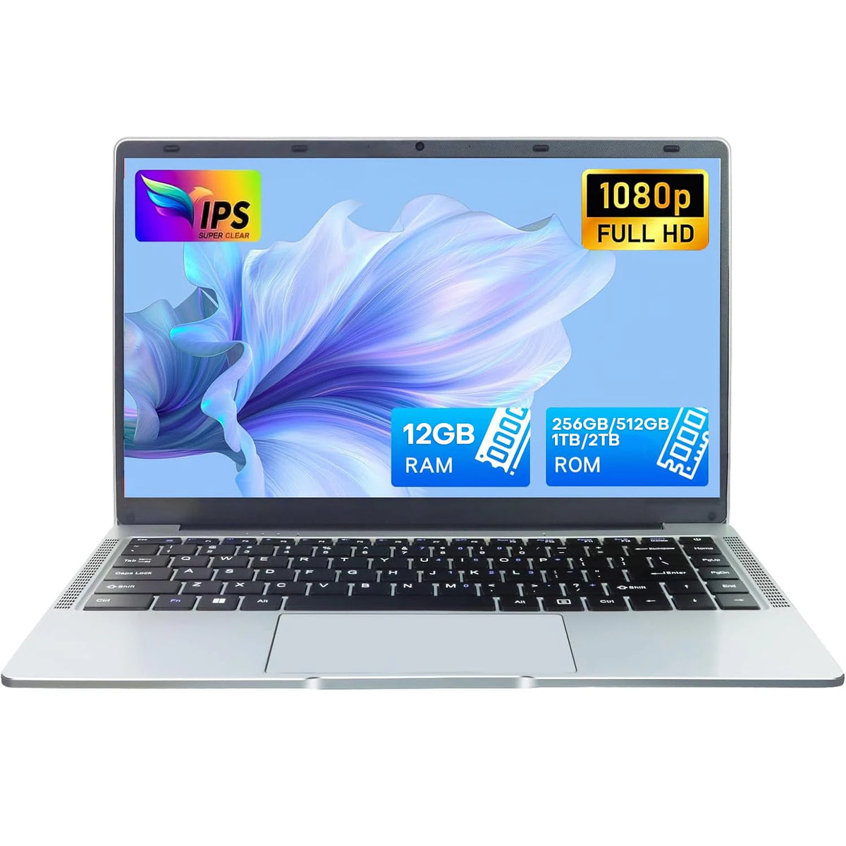 14.1" Intel Atom A3950 Ultra Slim Laptop – 12GB DDR3, Up to 2TB SSD, Windows 11 Pro