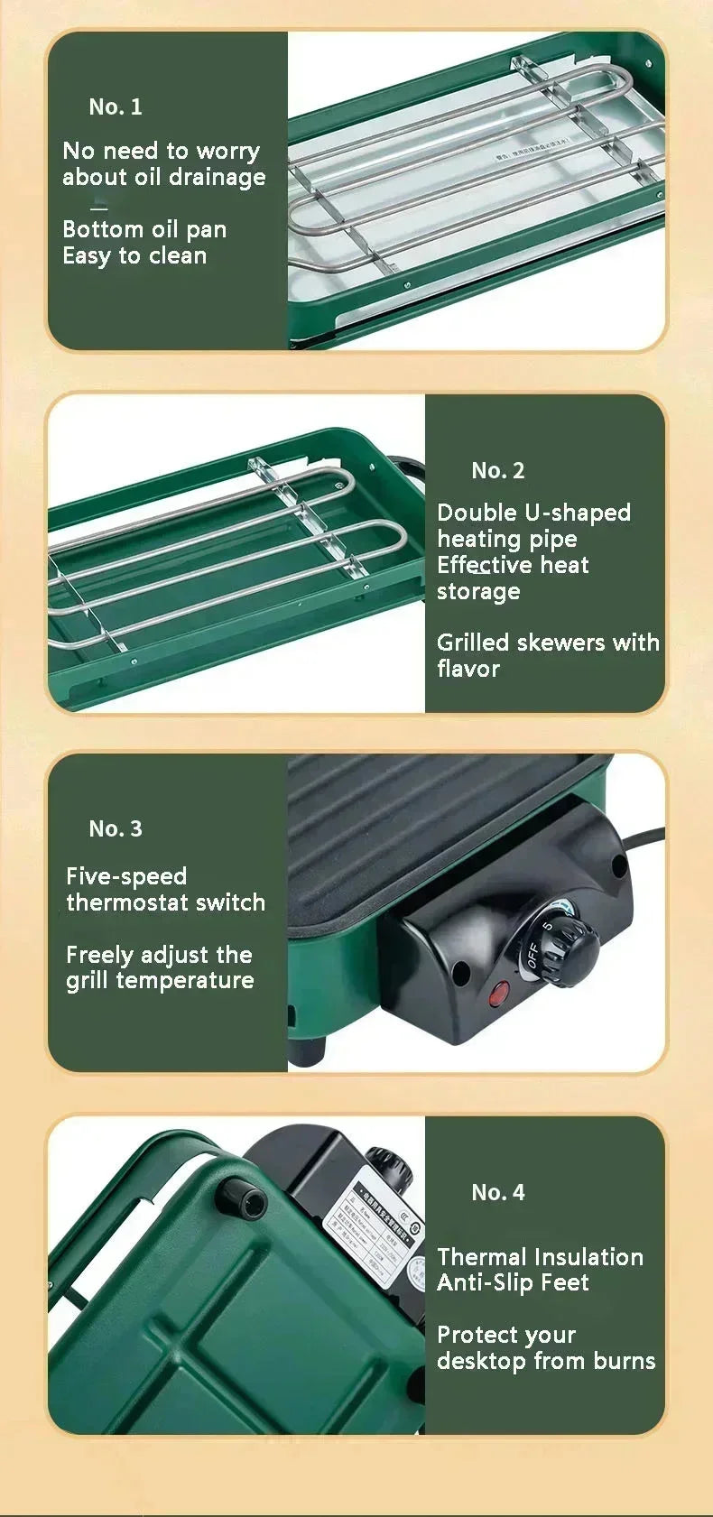 220V 1500W Smokeless Electric BBQ Grill – Korean-Style Indoor Barbecue Rack & Oven